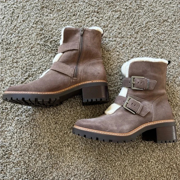 Naturalizer Brown Suede Faux Fur Heeled Winter Boot Size 8 EU 39 - Picture 3 of 5